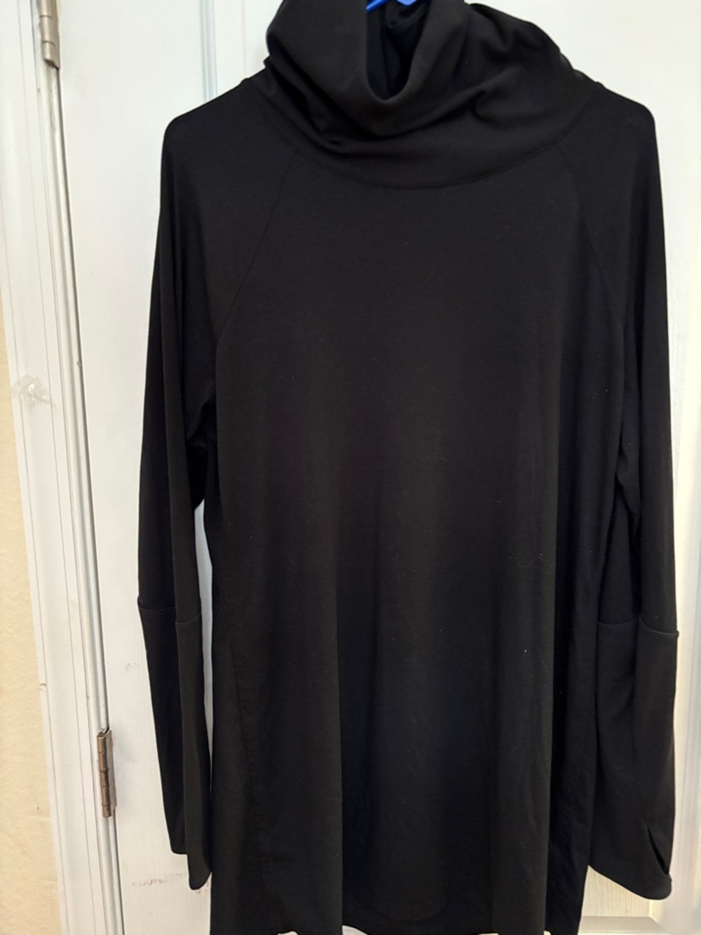 ATHLETA Black Hooded Dress Long Sleeves Thumb-Whole Sz XL New